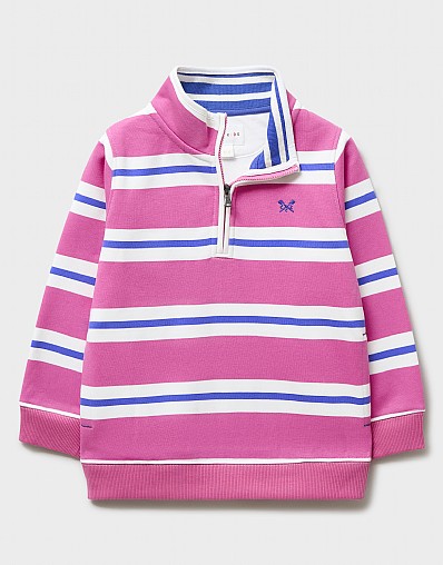 Stripe Half Zip Sweat in Pink and Blue