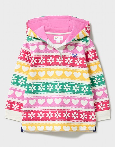 Cotton Half-Zip Piqué Padstow in Rainbow Heart Print