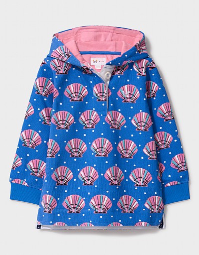 Shell Printed Half Zip Hooded Pique Padstow in Blue