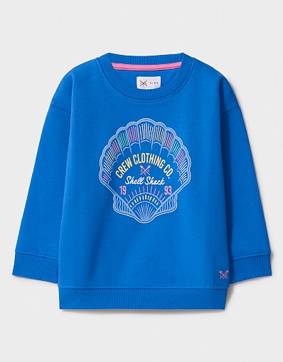 Shell Graphic Crew Neck Sweatshirt in Blue