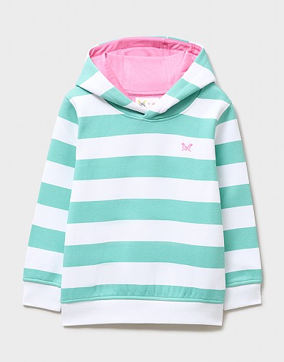Cropped Hooded Sweatshirt in Green Stripe