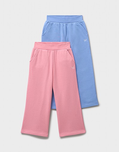 2 Pack Wide Leg Joggers in Pink and Blue
