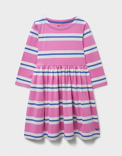 Striped Jersey Dress in Pink, Blue and White
