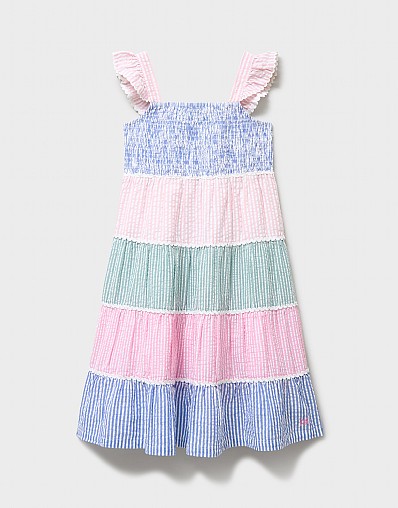 Midi Tiered Sundress in Rainbow Stripes