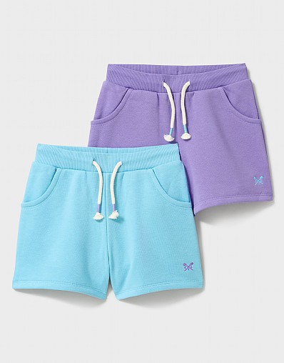 Jersey Sweat Shorts 2 Pack in Light Blue and Purple