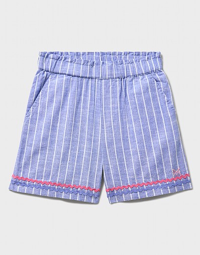 Cotton Paperbag Shorts in Indigo Blue