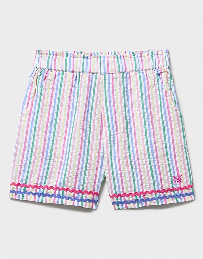 Cotton Paperbag Shorts in Rainbow Stripe