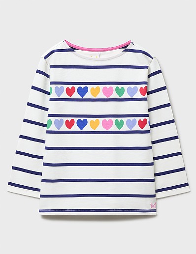 Breton Stripe Printed Tee in Navy and White