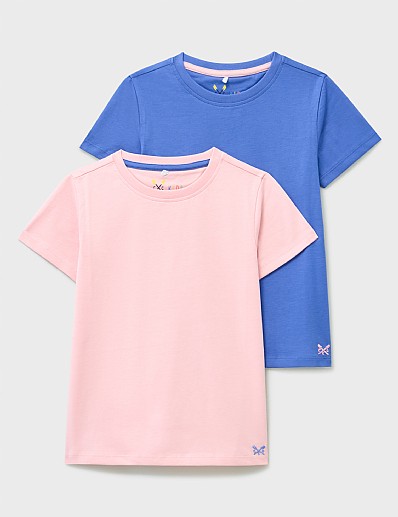 2 Pack Short Sleeve Classic T-Shirts in Blue and Pink