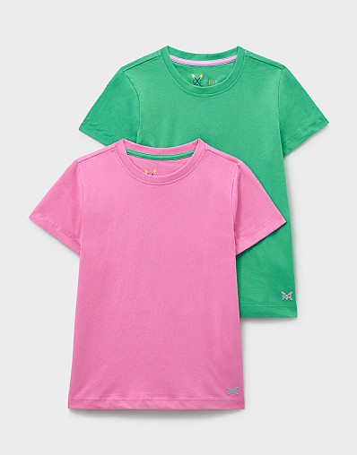 2 Pack Short Sleeve Classic T-Shirts in Green and Pink