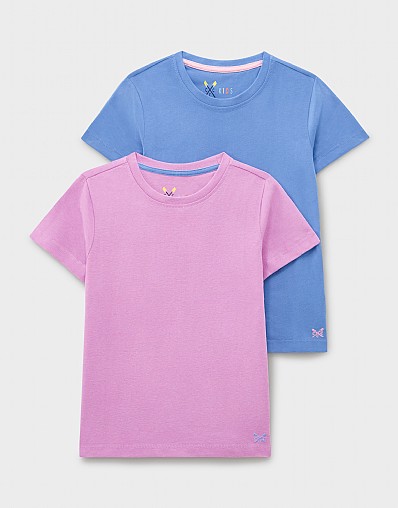 2 Pack Short Sleeve Classic T-Shirts in Lilac and Blue
