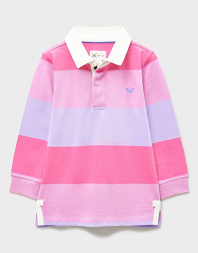 Yarn Dyed Long Sleeve Rugby Shirt in Pink and Purple Stripes