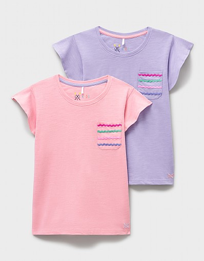 Girls Flutter Sleeve T-Shirt 2-Pack in Purple and Pink