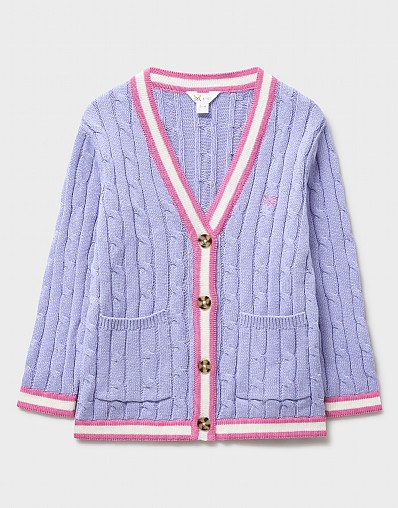 Cable Cricket Cardigan in Lilac