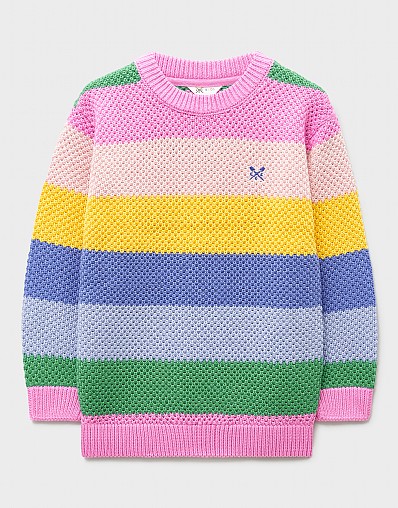 Cotton-Mix Waffle Rainbow Stripe Jumper