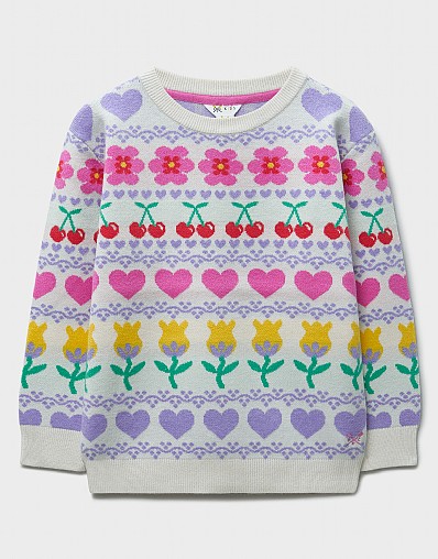 Summer Love Intarsia Drop-Shoulder Jumper in Multicolours