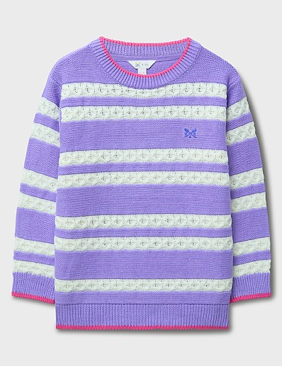 Oxo Cable Stripe Blouson Jumper in Purple