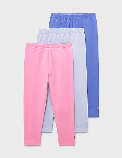 3 Pack Leggings in Pink, Lilac and Blue