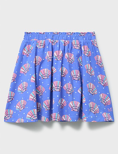 Everyday Cotton Jersey Printed Skirt in Rainbow Seashell
