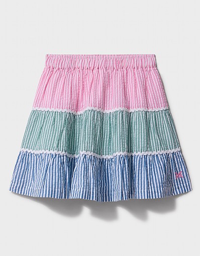 RicRac Ribbon Trim Skirt in Green, Pink and Blue