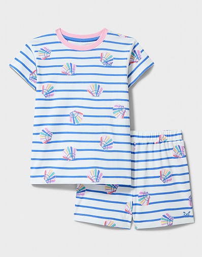 Printed Shortie PJ Nightwear Set in White