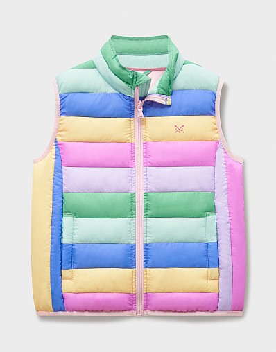 Lightweight Lowther Gilet in Pastel Rainbow Stripe