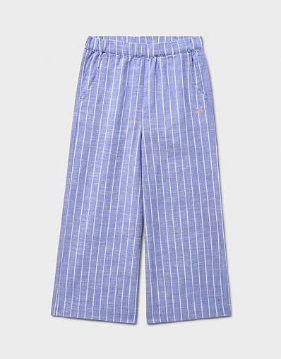 Striped Woven Trousers in Blue and White