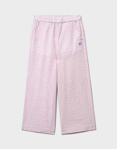 Striped Woven Trousers in Light Pink and White