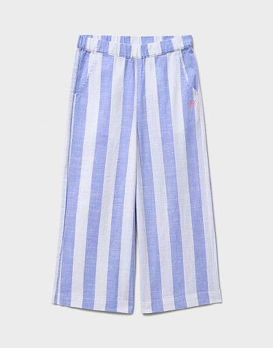 Striped Woven Trousers in Blue & White
