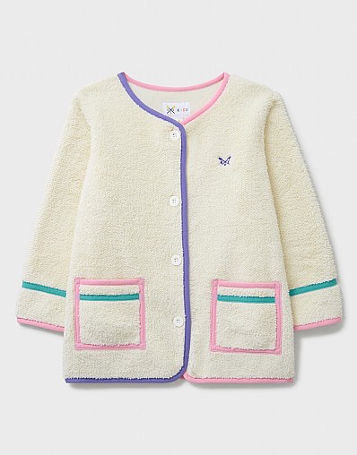 Fleece Shacket with Contrast Binding in Beige