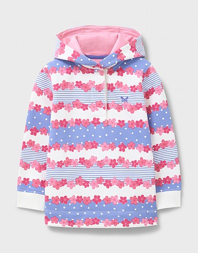 Printed Cotton Piqué Padstow Hooded Sweatshirt in Purple