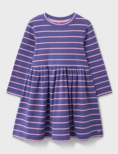 Long Sleeve Ribbed Dress in Purple and Pink Stripes