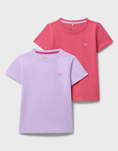 2 Pack Classic Crew T-Shirts in Lilac and Pink