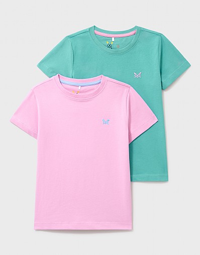 2-Pack Classic Crew T-Shirts in Pink and Aqua