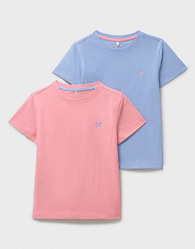 2 Pack Classic Crew T-Shirts in Pink and Blue