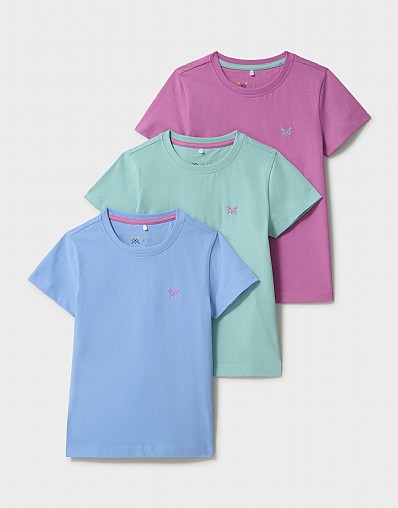 3-Pack Classic Crew T-Shirts in Blue, Lilac and Aqua