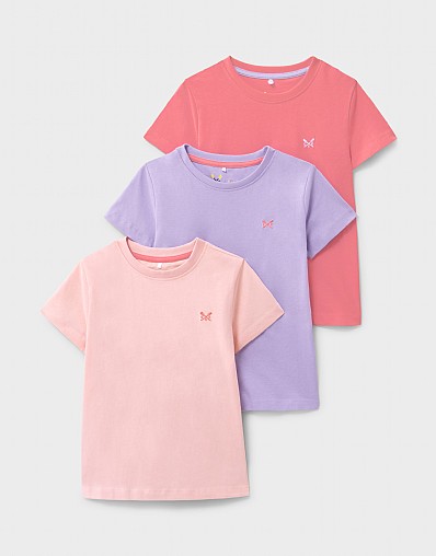 3-Pack Classic Crew T-Shirts in Lilac, Pink and Coral