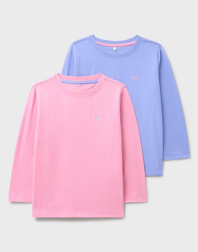 2 Pack Classic Long Sleeve T-Shirts in Pink and Blue