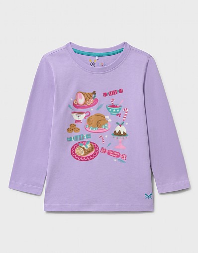 Long-Sleeve Classic Crew Graphic Tee in Lilac