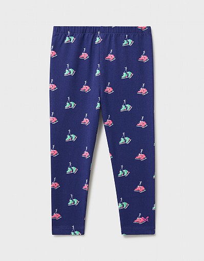 Novelty Leggings in Navy with Ice Skate Print