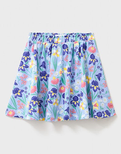 Printed Jersey Skirt in Blue Floral