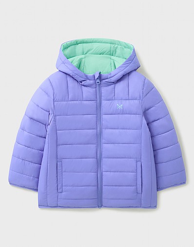 Reversible Lowther Puffer Jacket in Lilac & Aqua
