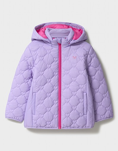 Lightweight Diamond Heart Quilted Puffer Jacket in Lilac