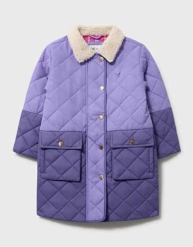 Fun Quilt Duvet Coat Mid Weight Puffa in Purple