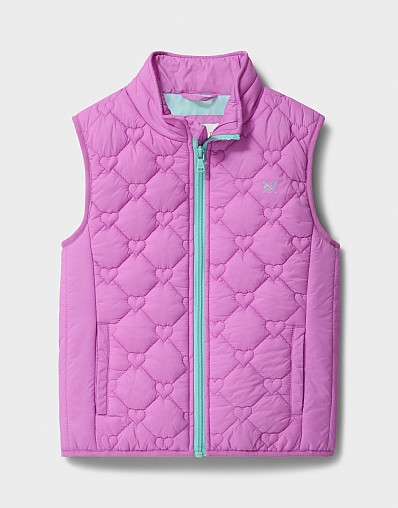 Lightweight Diamond Heart Quilted Puffer Gilet in Lilac