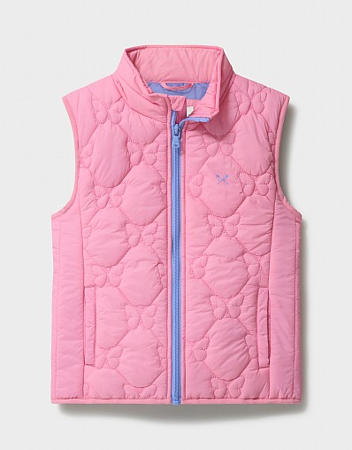 Lightweight Diamond Butterfly Quilted Puffer Gilet in Pink