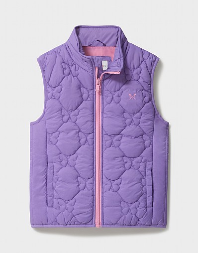 Lightweight Diamond Butterfly Quilted Puffer Gilet in Lilac