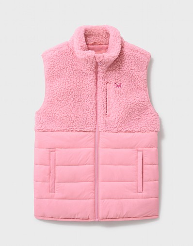 Hybrid Borg and Quilted Gilet in Pink