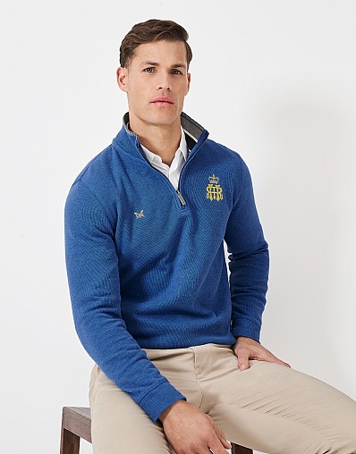 French Rib Half Zip Sweatshirt in Blue