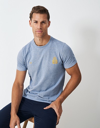 Henley Crest Oxford Tee in Blue